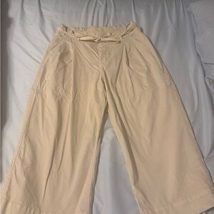 American Eagle Outfitters Cream Wide-Leg Pants